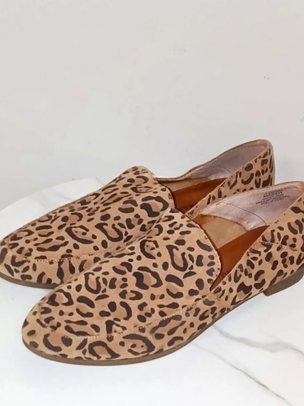 Lucky Brand Leopard Cheetah Animal Print Leather Loafers Flats Shoes Women's 8